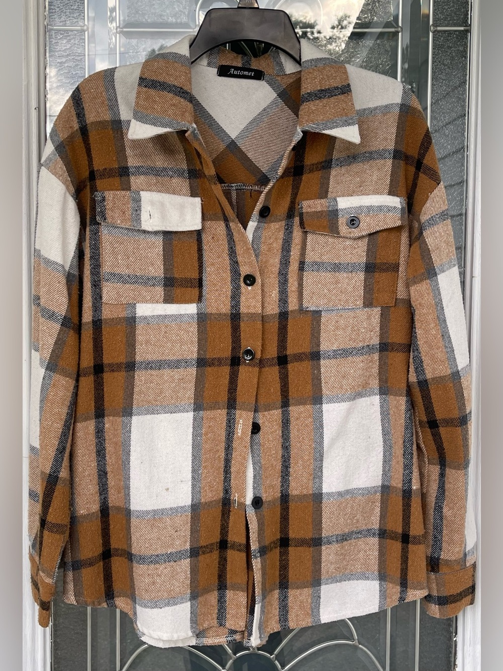 Size Small | Automet Autumnal Plaid Button-Up | Brown & White